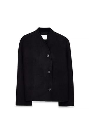 Black kurzer Mantel aus Wollmischung mit hohem Kragen