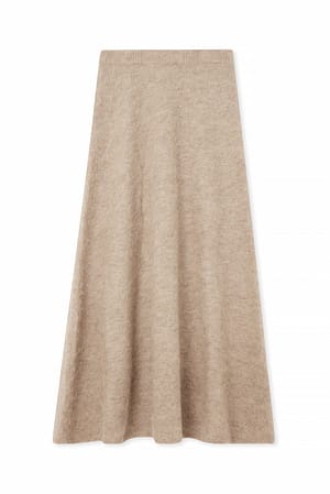 Beige Maxirock aus Wollmischung