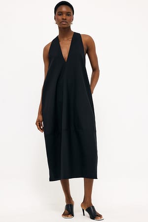 Black Robe mi-longue en laine mélangée