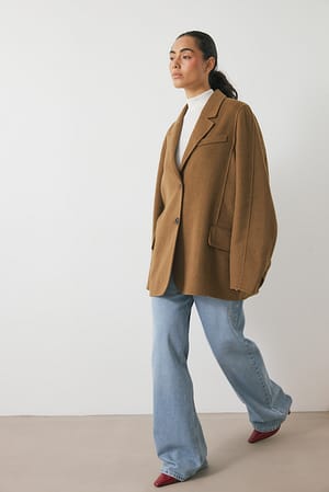 Camel Oversized kort kappa i ullblandning med ärmedetalj