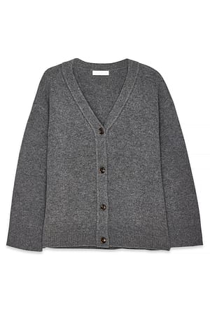 Dark Grey Oversized stickad kofta i ull