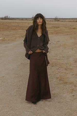 Dark Brown Wollen gebreid oversized vest