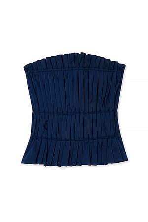 Dark Navy Vevd topp med rysjedetaljer
