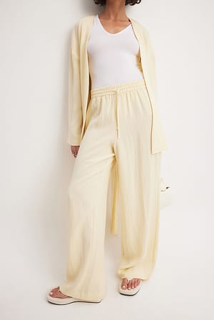 Cream Lyocell broek met elastische taille