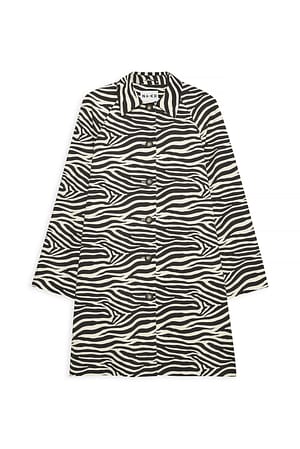 Zebra Raglan Sleeve Trenchcoat