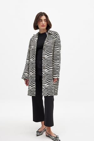 Zebra Raglan Sleeve Trenchcoat