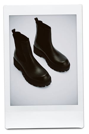 Black Chunky Schaft-Stiefel mit Lederprofil