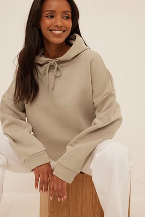 Taupe Organische basic cropped hoodie
