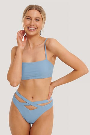 Blue Braguita Bikini Maxi Talle Alto Con Tiras Cruzadas