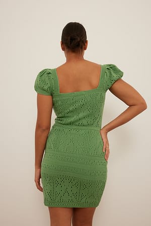 Green Gehaakte gebreide mini-jurk