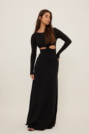 Black Cut-out lange jurk
