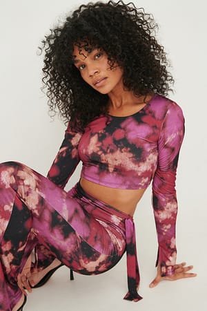 Pink Print Jersey-Hose mit Cut-out-Taille