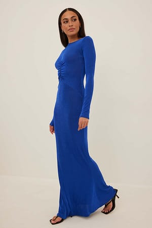 Blue Maxi-jurk met ingerimpelde borst