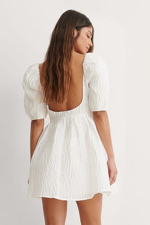 White Deep Back Mini Dress