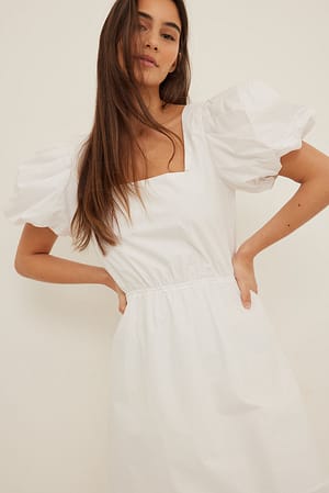 White Vestido mini con encaje en la espalda orgánico