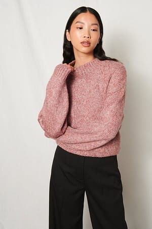Pink Melange Melange Gebreide Sweater