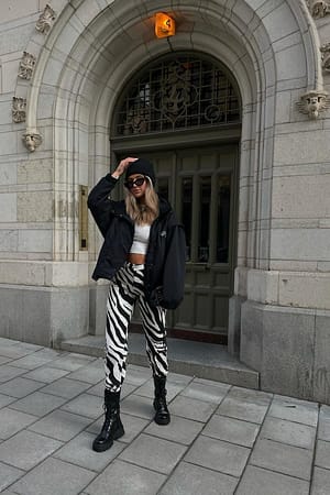 Zebra Organische rechte jeans met hoge taille