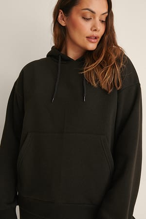 Black Organische geborstelde hoodie