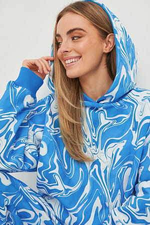 Swirl Blue Print Oversized hoodie met print van biologisch katoen