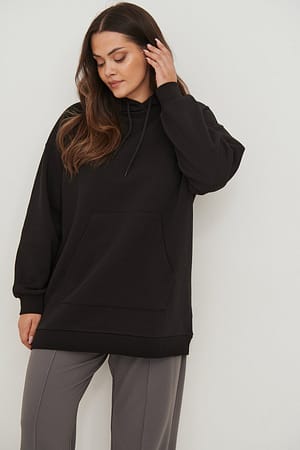 Black Lange oversized hoodie met zakken