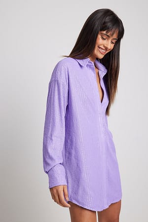 Purple Oversize-Hemdkleid mit Pailletten