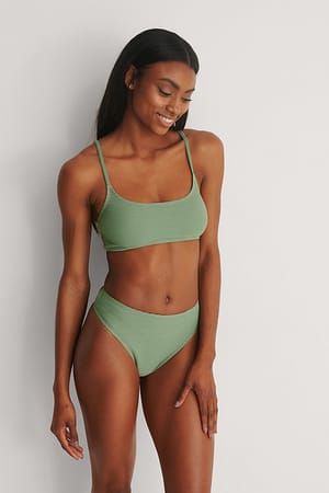 Green Gerecycleerd bikinibroekje met hoge taille