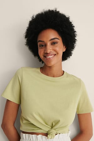 Light Green T-shirt van biologisch katoen met ronde hals