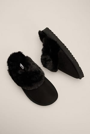 Black Weiche Teddy-Slippers