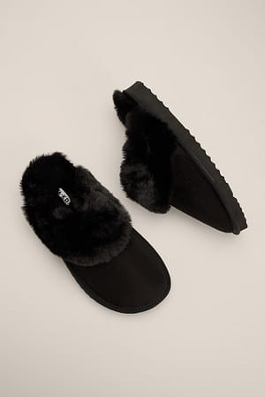 Black Weiche Teddy-Slippers