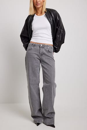 Light Grey Ekologiska Y2K jeans med superlåg midja