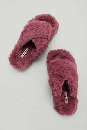 Red Flache Teddy-Slippers