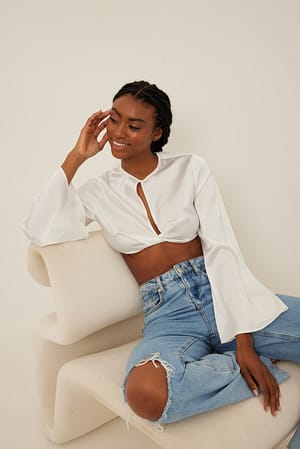 White Cropped blouse
