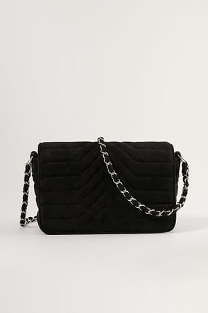 Black Velvet Chain Crossbody Bag