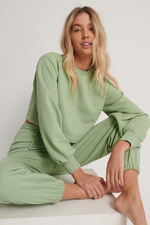 Green Organisches bauchfreies Sweatshirt