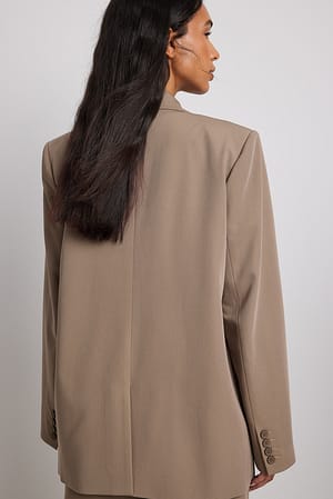 Brown Oversized blazer met rechte pasvorm