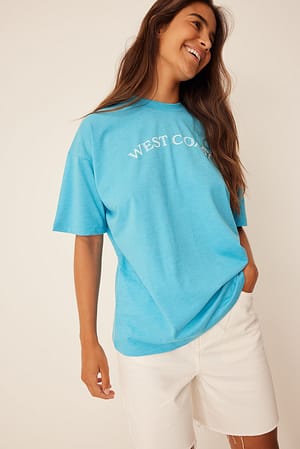 Blue Bedrucktes übergroßes T-Shirt