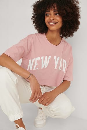 Light Pink Gedrucktes T-Shirt