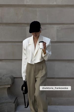 Offwhite Cropped oversized double-breasted blazer