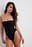 Drapierter Bandeau-Badeanzug mit hohem Bein