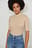 High Neck Short Sleeve Ribbed Top