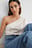 One Shoulder Shirred Satin Top