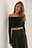 Gerecyclede off-shoulder ingerimpelde top