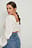 Katoenen blouse met ruches en lange mouwen