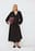 Pleated Waist V Neck Midi Dress