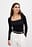 Ribbed Square Neck Detail Top