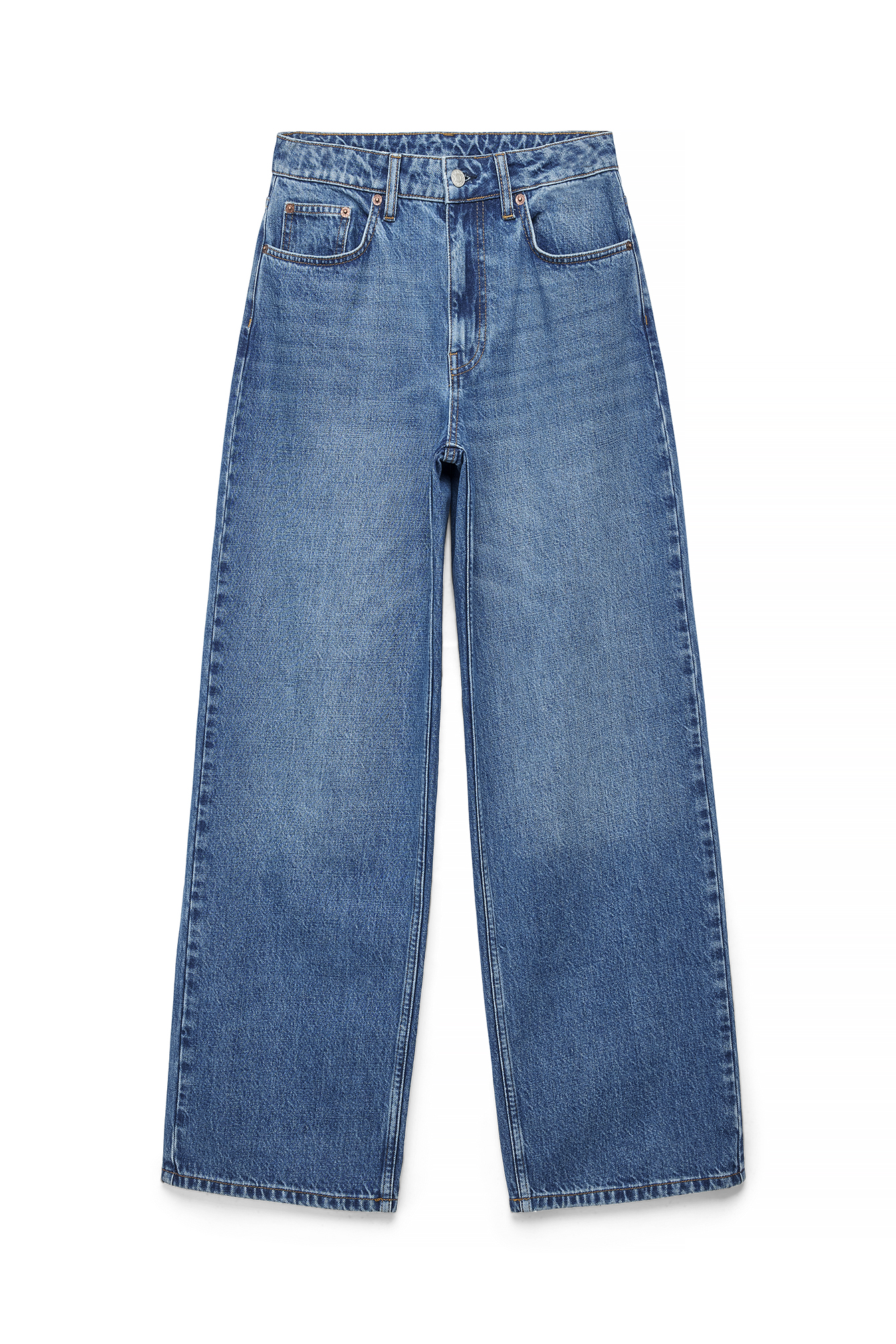 Mid Blue Alley High Waist Wide Jeans