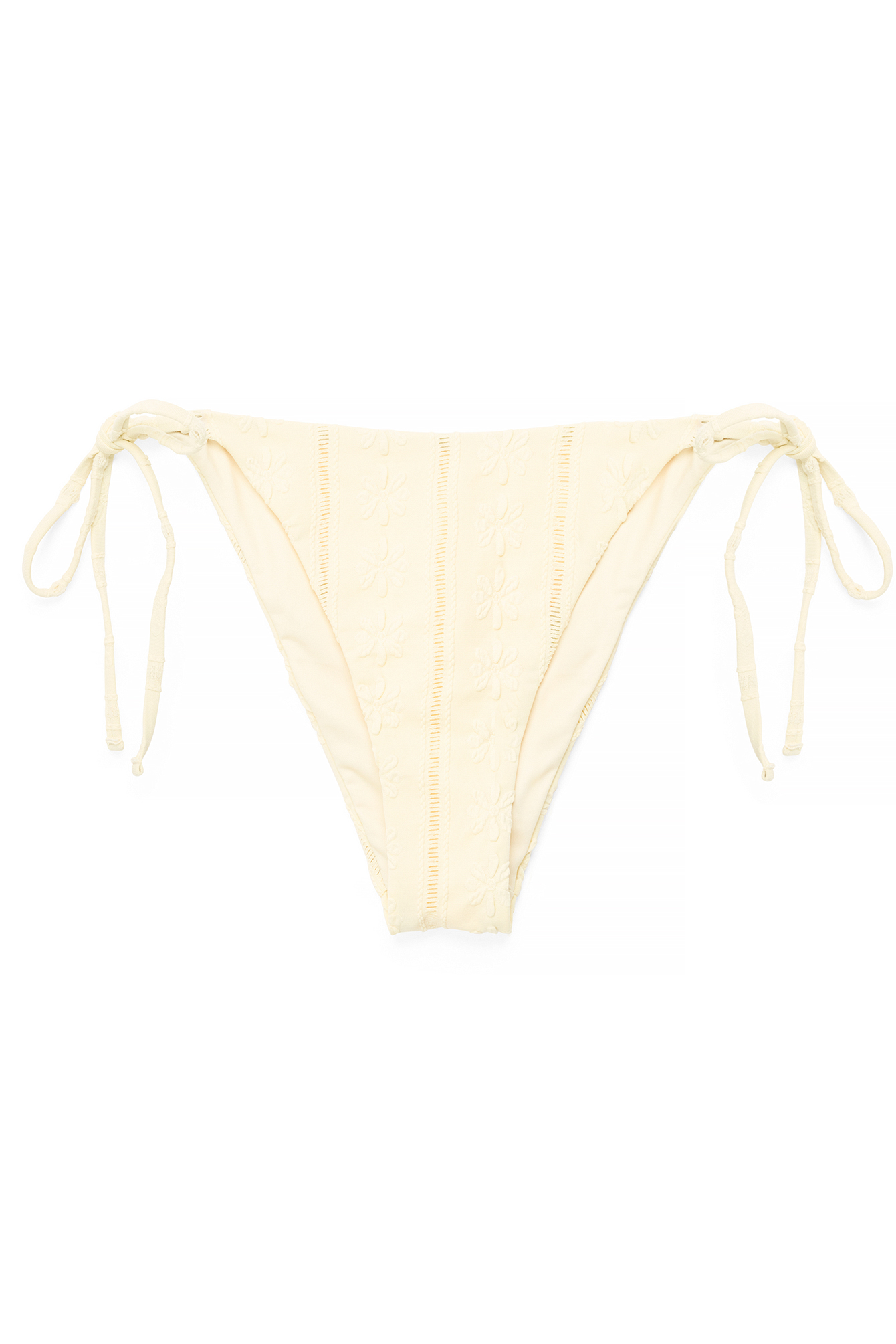 Light Yellow Anglaise Tie Detail Bikini Panties