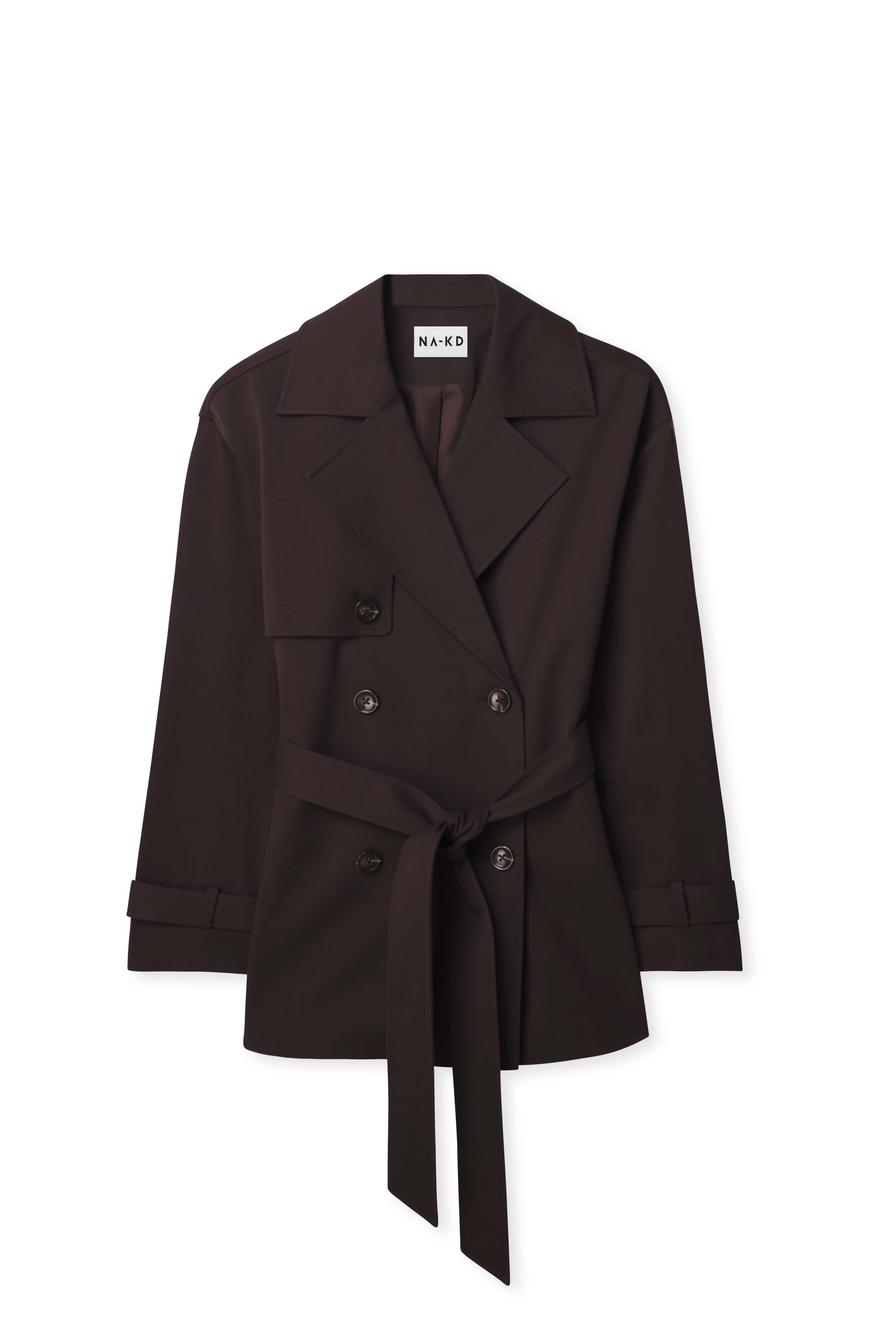 Brown Belted Short Trenchcoat