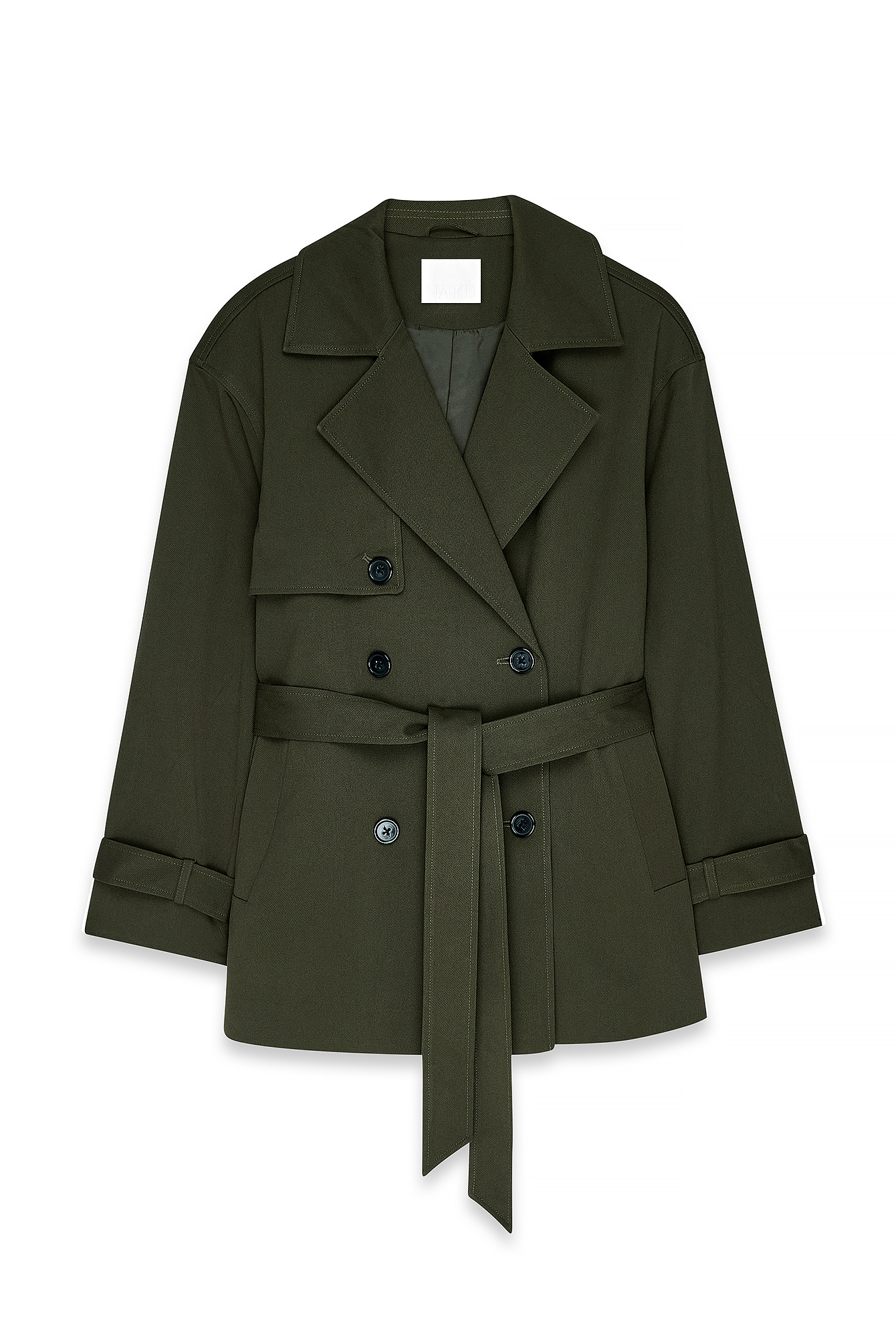 Khaki Belted Short Trenchcoat