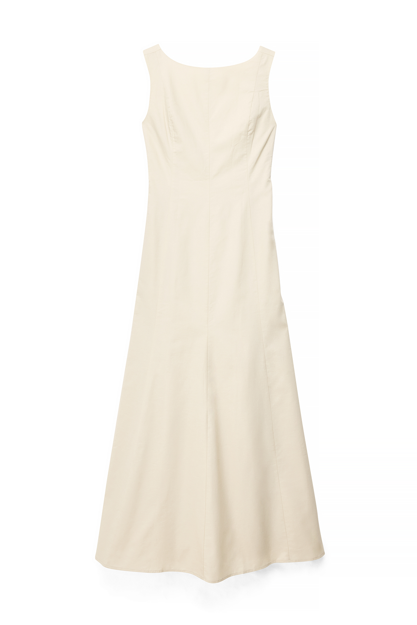 Beige Cotton Open Back Maxi Dress